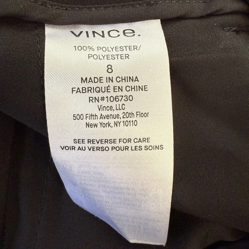 Vince Black High Rise Pleated Straight Leg Trousers 8